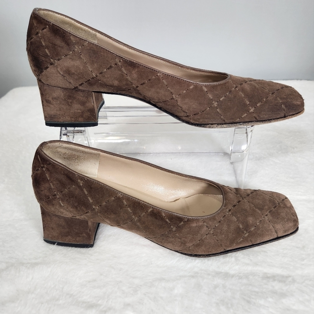 Salvatore Ferragamo Quilted Suede Brown Loafers